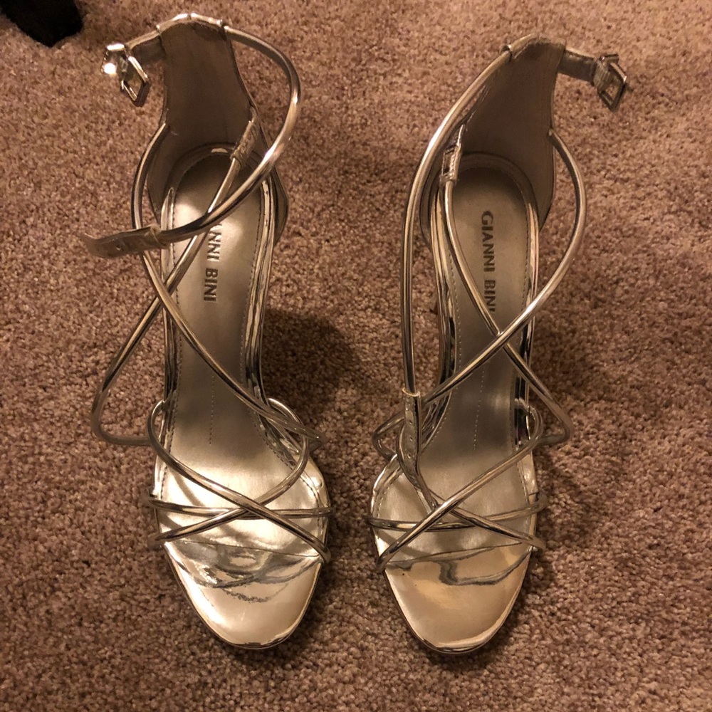 Silver strap heels